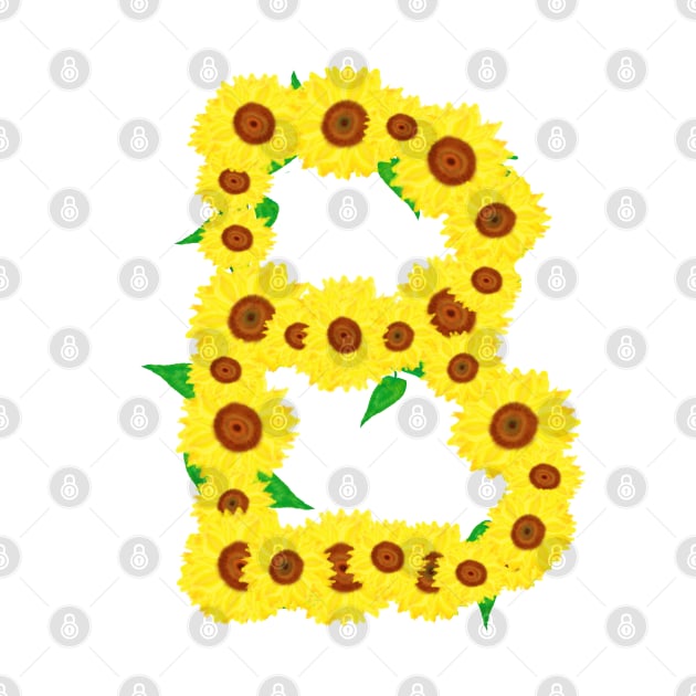 Sunflowers Initial Letter B (White Background) by Art By LM Designs 