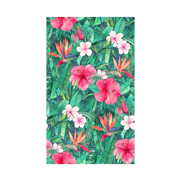 Classic Tropical Garden with Pink Flowers by micklyn