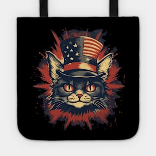 cat funy 4th of july Tote