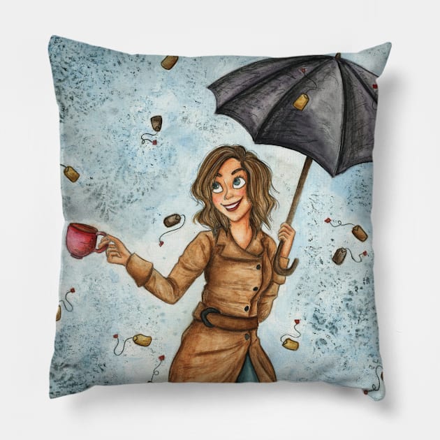 Tea Showers Pillow by EmilyRCarrier