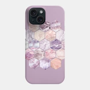 Rose Quartz and Amethyst Stone and Marble Hexagon Tiles Phone Case