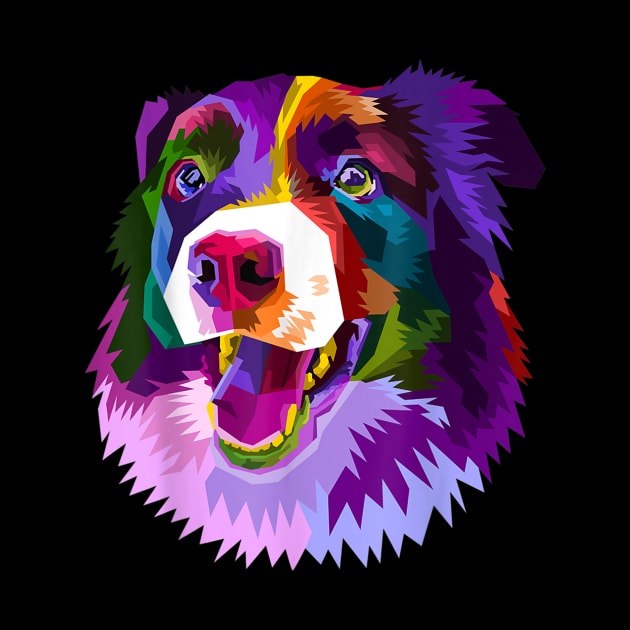 Border Collie Pop Art Portrait Colorful Gift For Dog Lover by Rojio