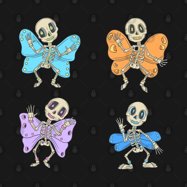 Colorful butterfly Skeleton Day of the Dead Candy Skeleton by Scriptnbones