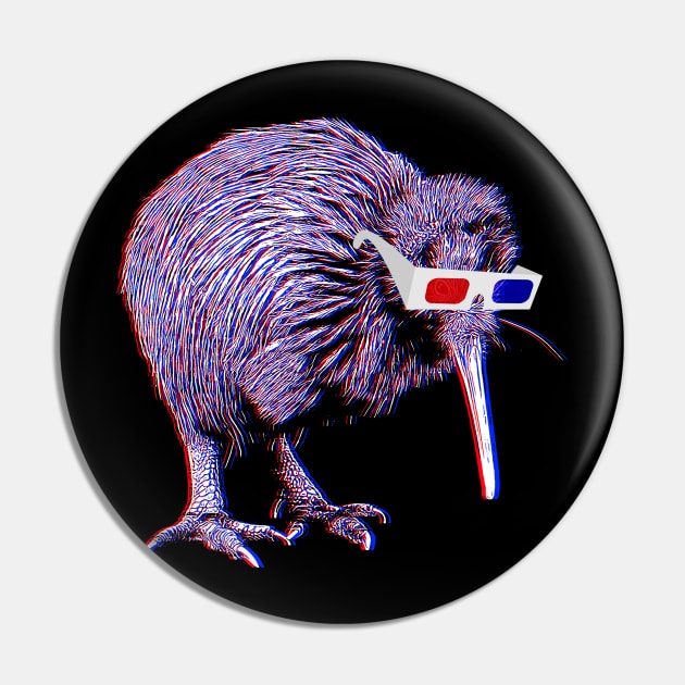 Kiwi Bird Anaglyph Pin by RaymundoSouza