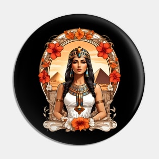 Cleopatra Queen of Egypt retro vintage floral design Pin