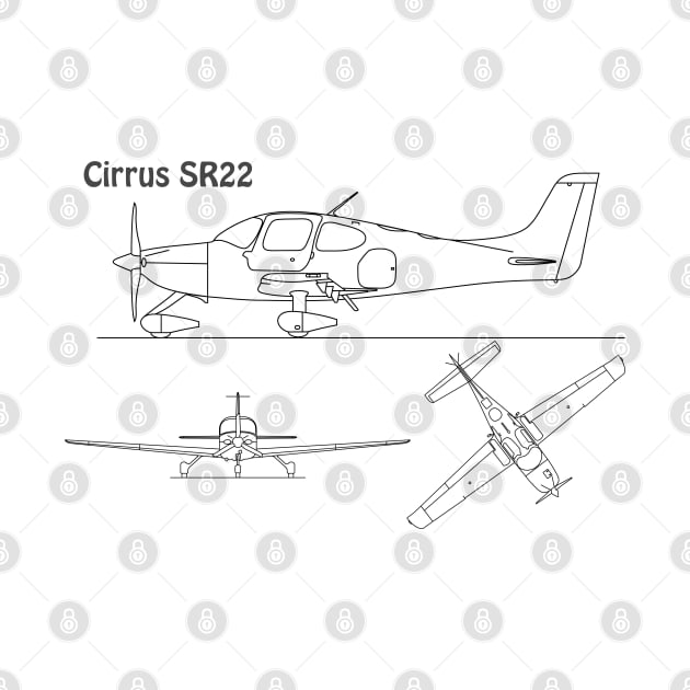 Cirrus SR22 - Airplane Blueprint - Bpng by SPJE Illustration Photography