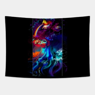 Yggdrasil the world tree legend rainbow norse myth celestial nature Tapestry