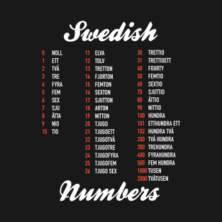 Swedish Numbers - Swedish Language Cheatsheet T-Shirt