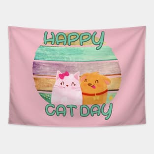 Happy Cat Day International  cat day Tapestry