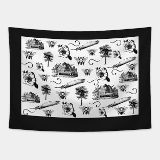 Vintage Summer- Black and White Pattern Tapestry