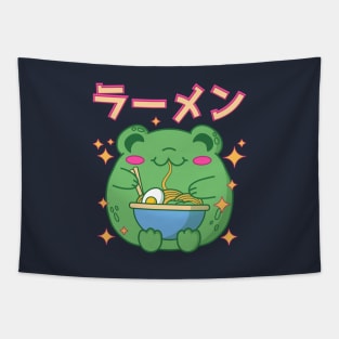 Kawaii Frog Eating Ramen Japanese Food Tapestry