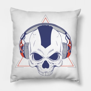 Scull in headphones Pillow