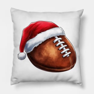 Christmas American Football in Santa Hat Pillow