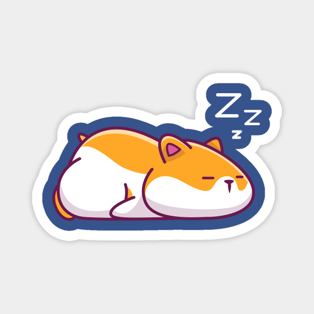 Cute Hamster Sleeping Cartoon Magnet by Catalyst Labs