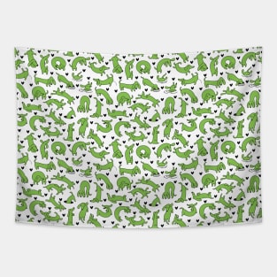 Green Dachshund Pattern Tapestry