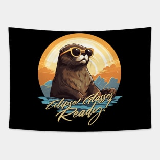 Otter Solar Eclipse Watcher, Umbraphile Eclipse Party Art Tapestry