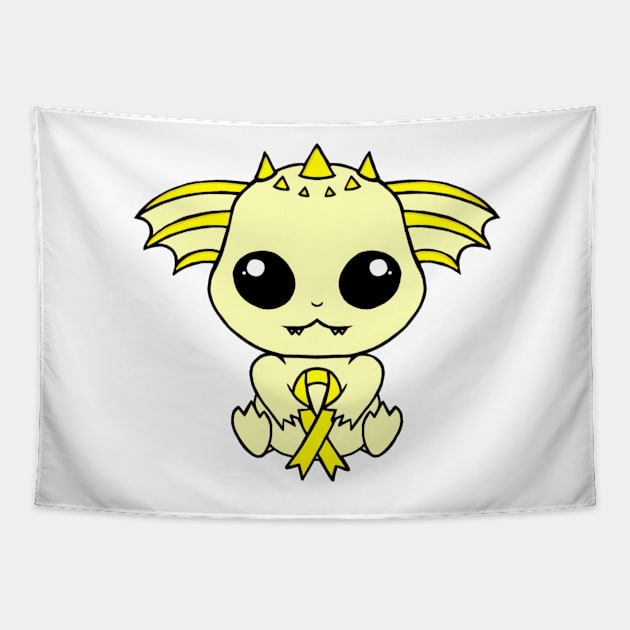 Cute Creature Holding an Awareness Ribbon (Yellow) Tapestry by CaitlynConnor