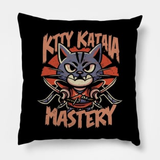 Kitty katana mastery Pillow