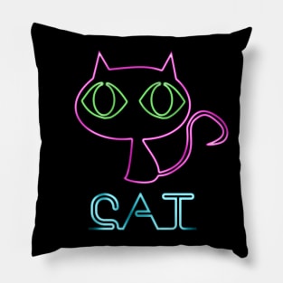 80's Neon Cat Pillow