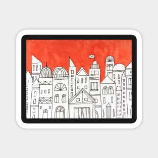 Imaginary cityscape Magnet