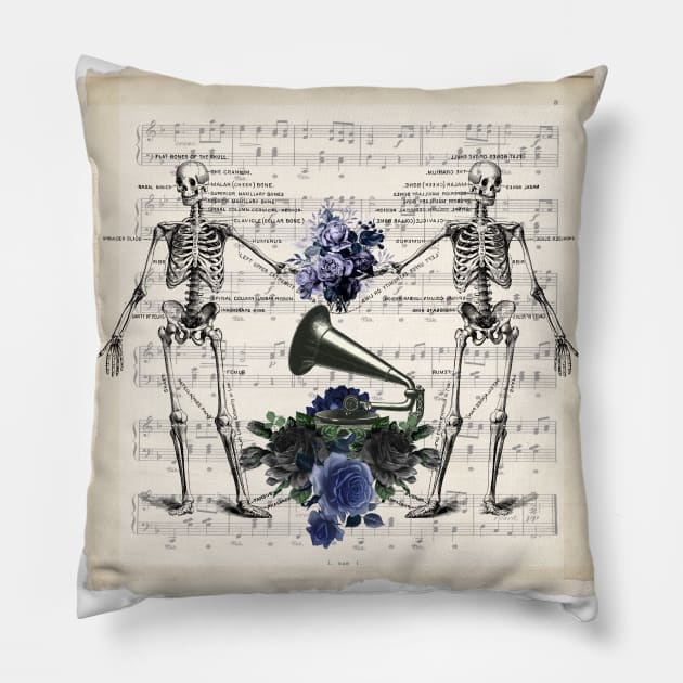 Dance of the Blue Roses Pillow by Tina Donovan Artist