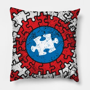 Autistic Superhero Shield Autism Awareness Puzzle Pieces Pillow