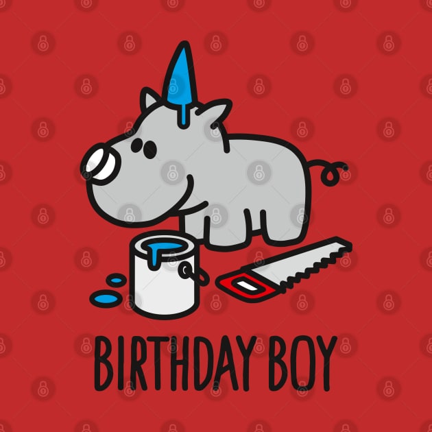 Birthday boy Rhino party hat happy birthday by LaundryFactory