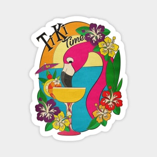 Tiki Time Flamingo Magnet