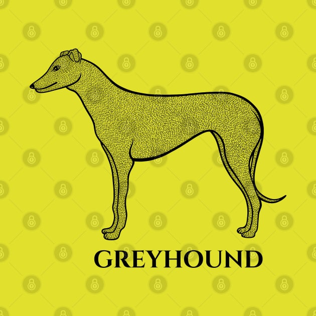 Greyhound Dog Design with Name - detailed drawing for greyhound lovers by Green Paladin