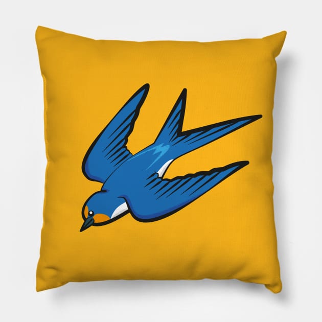 Old School Swallow Tattoo Pillow by Maxsomma