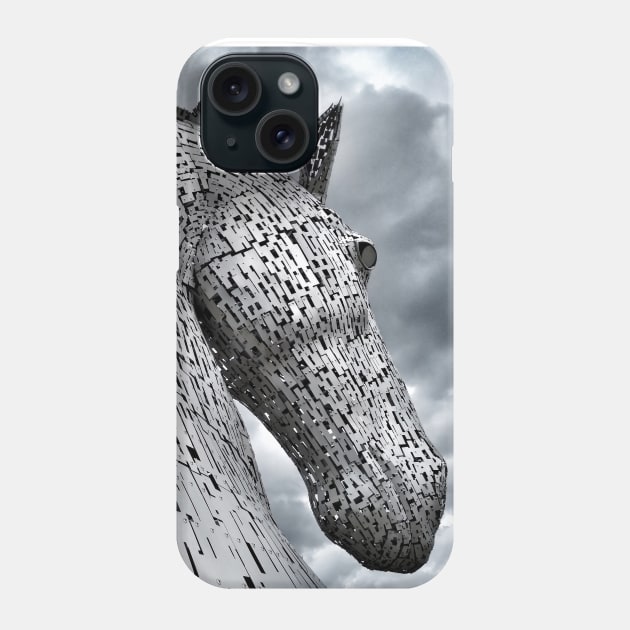 Kelpie against the sky II - The Kelpies, Falkirk, Scotland Phone Case by richflintphoto