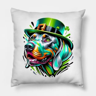 Weimaraner in Leprechaun Hat Celebrates St Patrick's Day Pillow