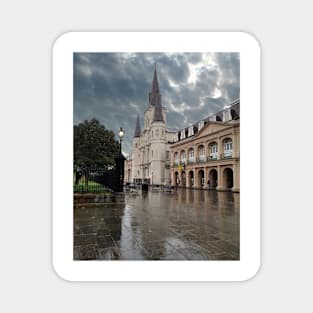 St Louis Cathedral on a Rainy Day Magnet