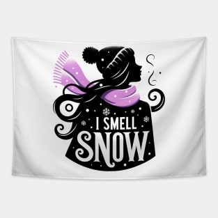 I Smell Snow - Whimsical Silhouette with a Scarf Tapestry