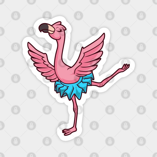 Cartoon flamingo dances ballet - ballerina Magnet by Modern Medieval Design