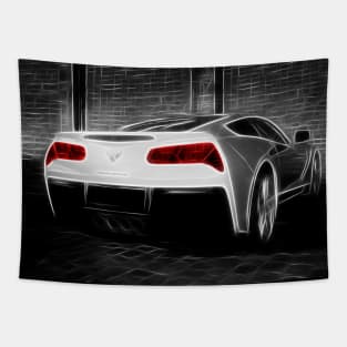 C7 - Corvette - black white Tapestry