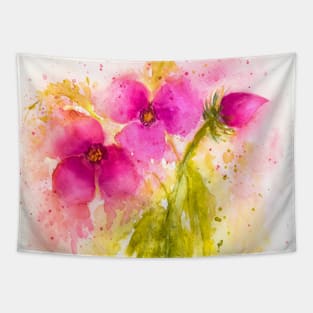 Pink Flowers watercolor Tapestry