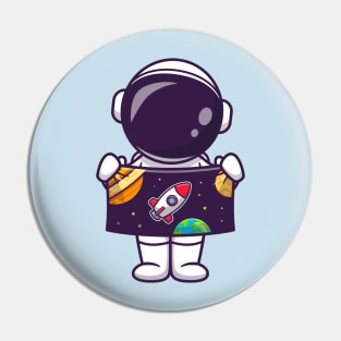 Cute Astronaut Holding Blanket Cartoon Pin