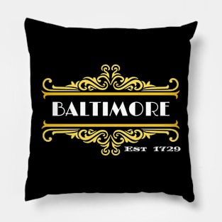 BALTIMORE EST 1729 GOLD FRAME DESIGN Pillow