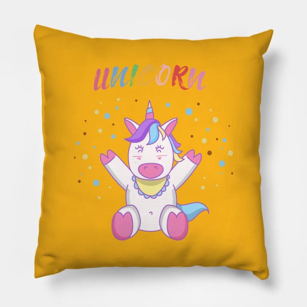 Unicorn Happy Lover Pillow by JeffDesign