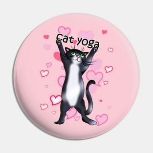 Black and white cat yoga time Pin