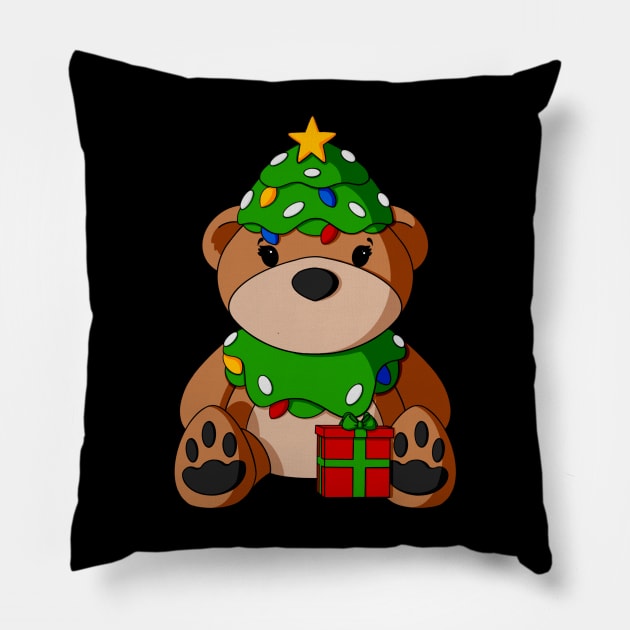 Christmas Present Teddy Bear Pillow by Alisha Ober Designs