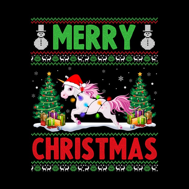 Funny Unicorn Animal Lover Xmas Lighting Unicorn Christmas by Creative Design