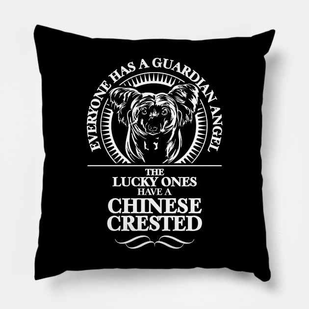 Chinese Crested Guardian Angel dog sayings Pillow by wilsigns