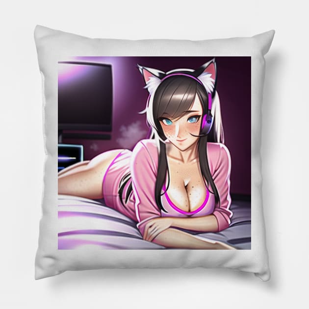 gamer grrl Pillow by mindworldz