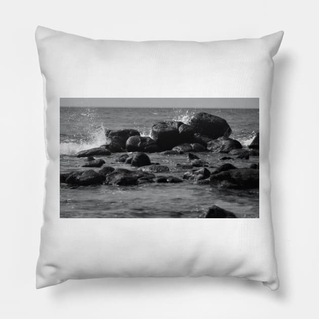 Splash on the rocks Pillow by Andyt