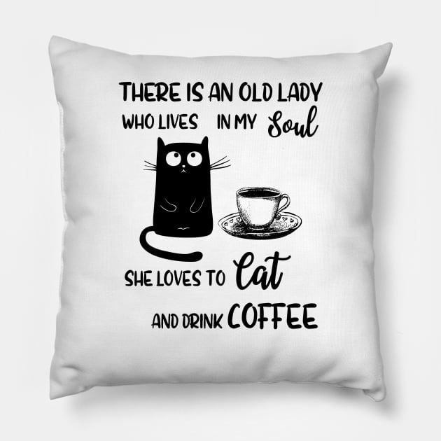 There Is An Old Lady Who Loves In My Soul Cat Lover Pillow by AnnetteNortonDesign