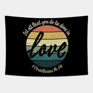 Retro Rainbow Love 1 Corinthians 16:14 Bible Verse Christian Tapestry