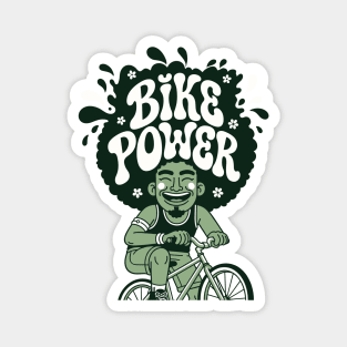 Bike Power! Groovy Afro Cyclist Magnet