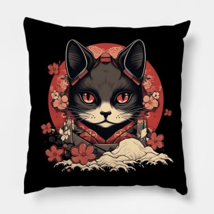 Black Cat Kawaii Japanese Anime Geisha Pillow